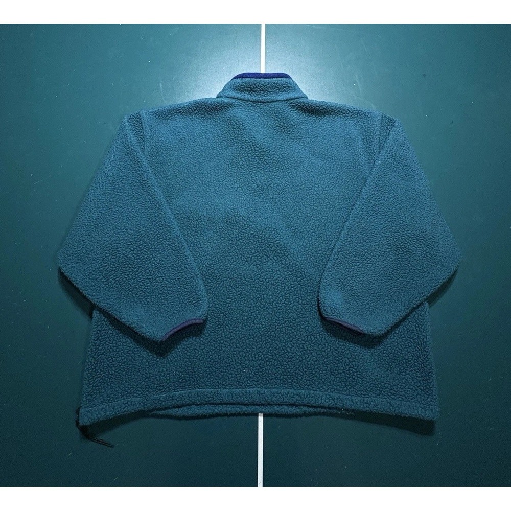 Vintage 90s LL Bean Deep Pile Fleece Pullover Men's XL Blue Green Half Zip USA - Picture 9 of 11